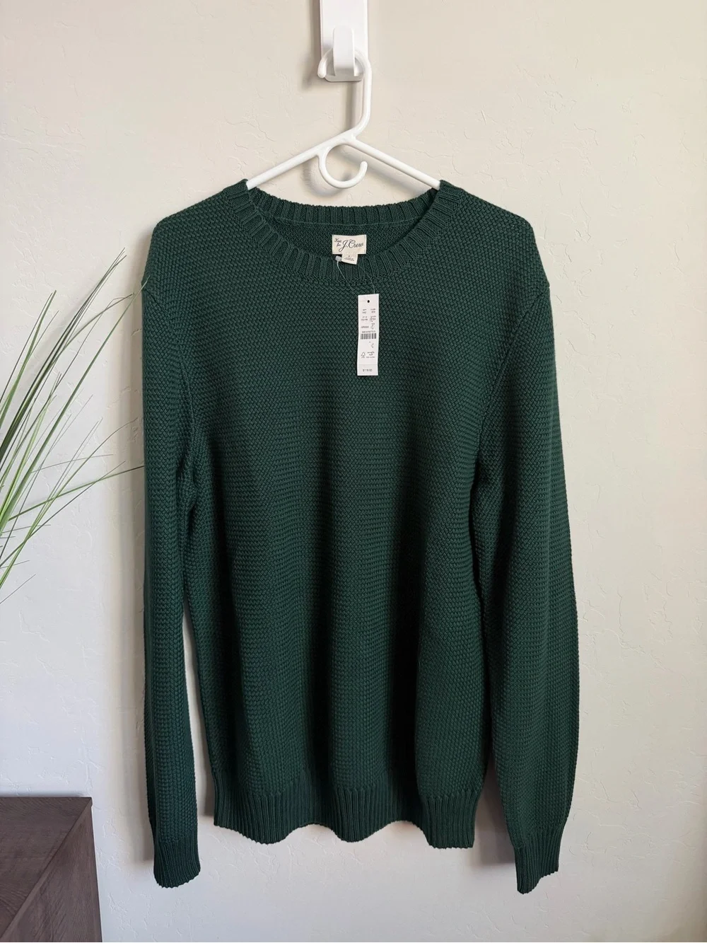 J.Crew Heritage Textured Cotton Knit Sweater Forest Green Large NWT